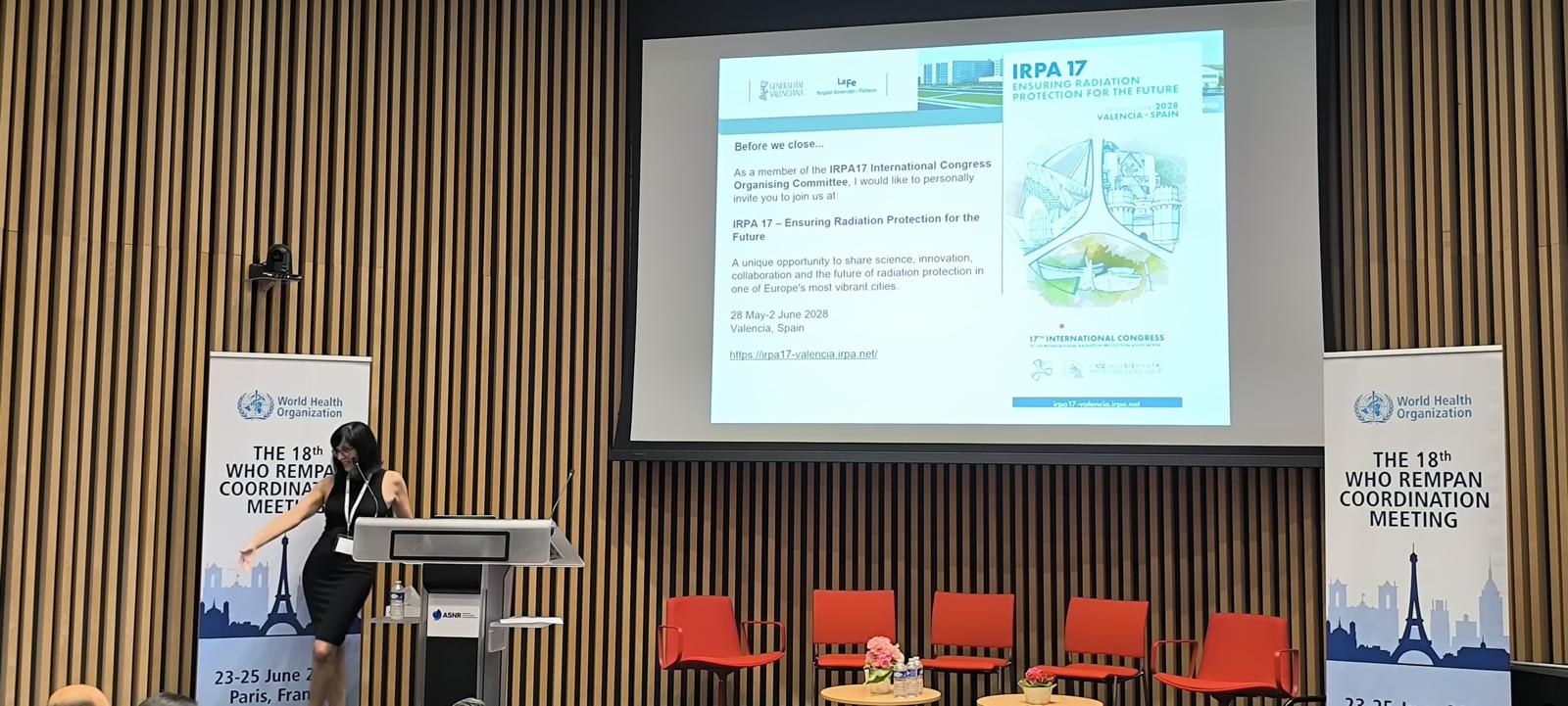 Dra. Alegría Montoro — IRPA17 Valencia 2028, WHO REMPAN-18